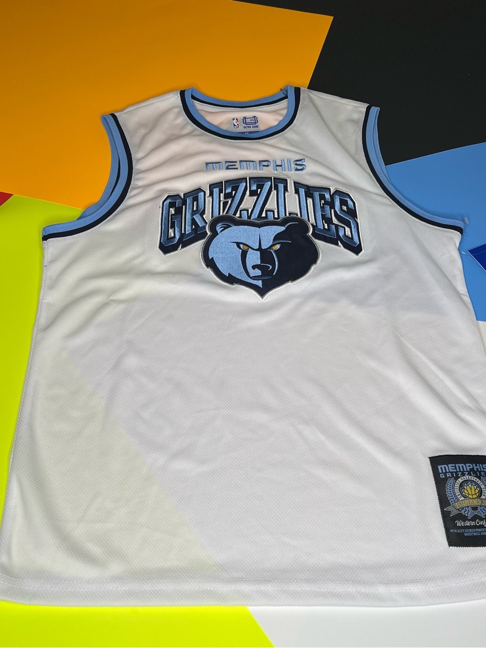 NBA Memphis Grizzlies White and Light Blue Tank Jersey